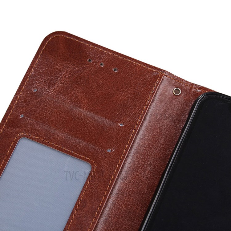 Wallet Stand Design TPU + PU Leather Cover Case for Samsung Galaxy A12 - Brown-4