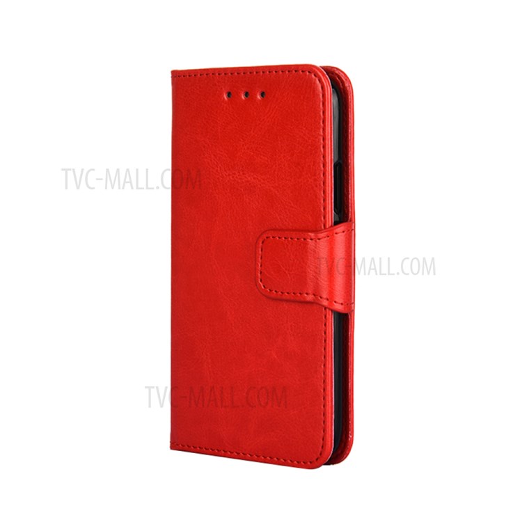 Wallet Stand Design TPU + PU Leather Cover Case for Samsung Galaxy A12 - Red-1