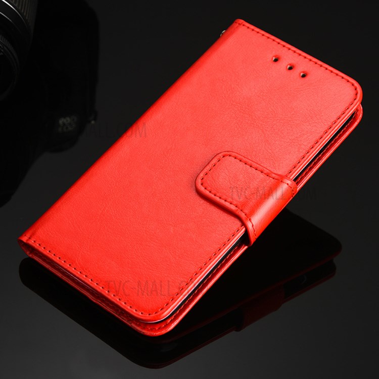 Wallet Stand Design TPU + PU Leather Cover Case for Samsung Galaxy A12 - Red-3