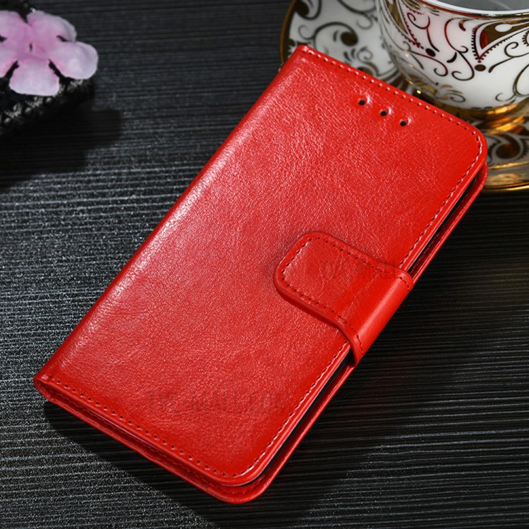 Wallet Stand Design TPU + PU Leather Cover Case for Samsung Galaxy A12 - Red-4