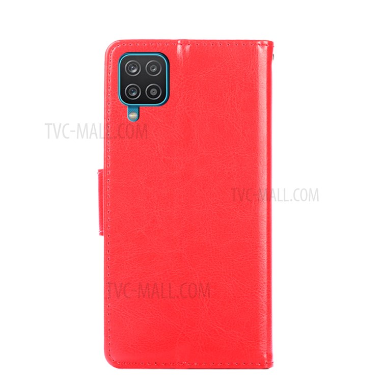 Wallet Stand Design TPU + PU Leather Cover Case for Samsung Galaxy A12 - Red-6