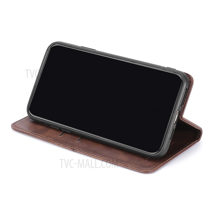 Auto-absorbed Leather Stand Case with Card Slots for Samsung Galaxy A12 - Dark Brown-6