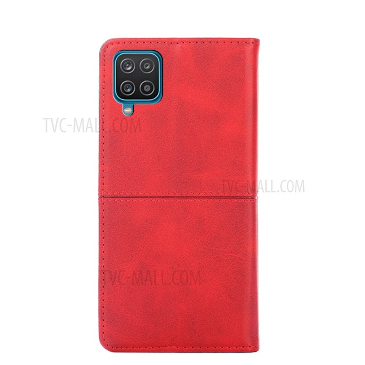 Auto-absorbed Leather Stand Case with Card Slots for Samsung Galaxy A12 - Red-5
