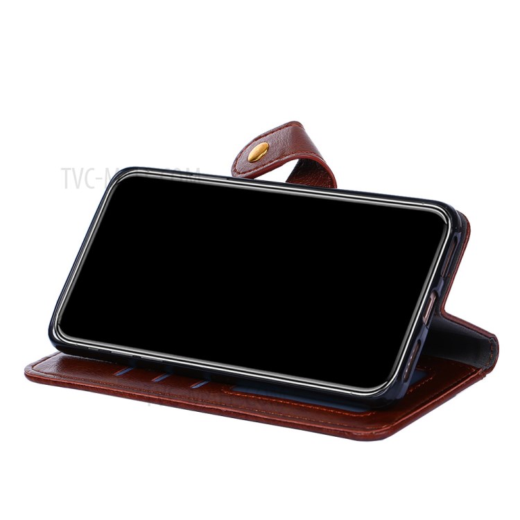 Zipper Pocket Design Leather Phone Wallet Stand Case for Samsung Galaxy A12 - Brown-13