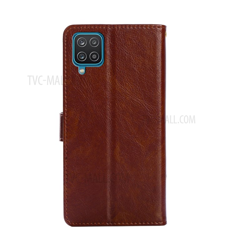 Zipper Pocket Design Leather Phone Wallet Stand Case for Samsung Galaxy A12 - Brown-14