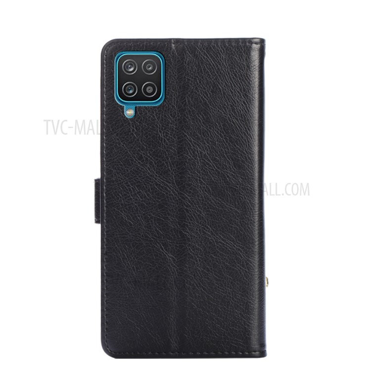 Zipper Pocket Design Leather Phone Wallet Stand Case for Samsung Galaxy A12 - Black-9