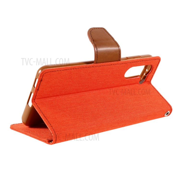 MERCURY GOOSPERY Canvas Diary Stand Leather Cell Phone Cover for Samsung Galaxy S21+ - Orange-8