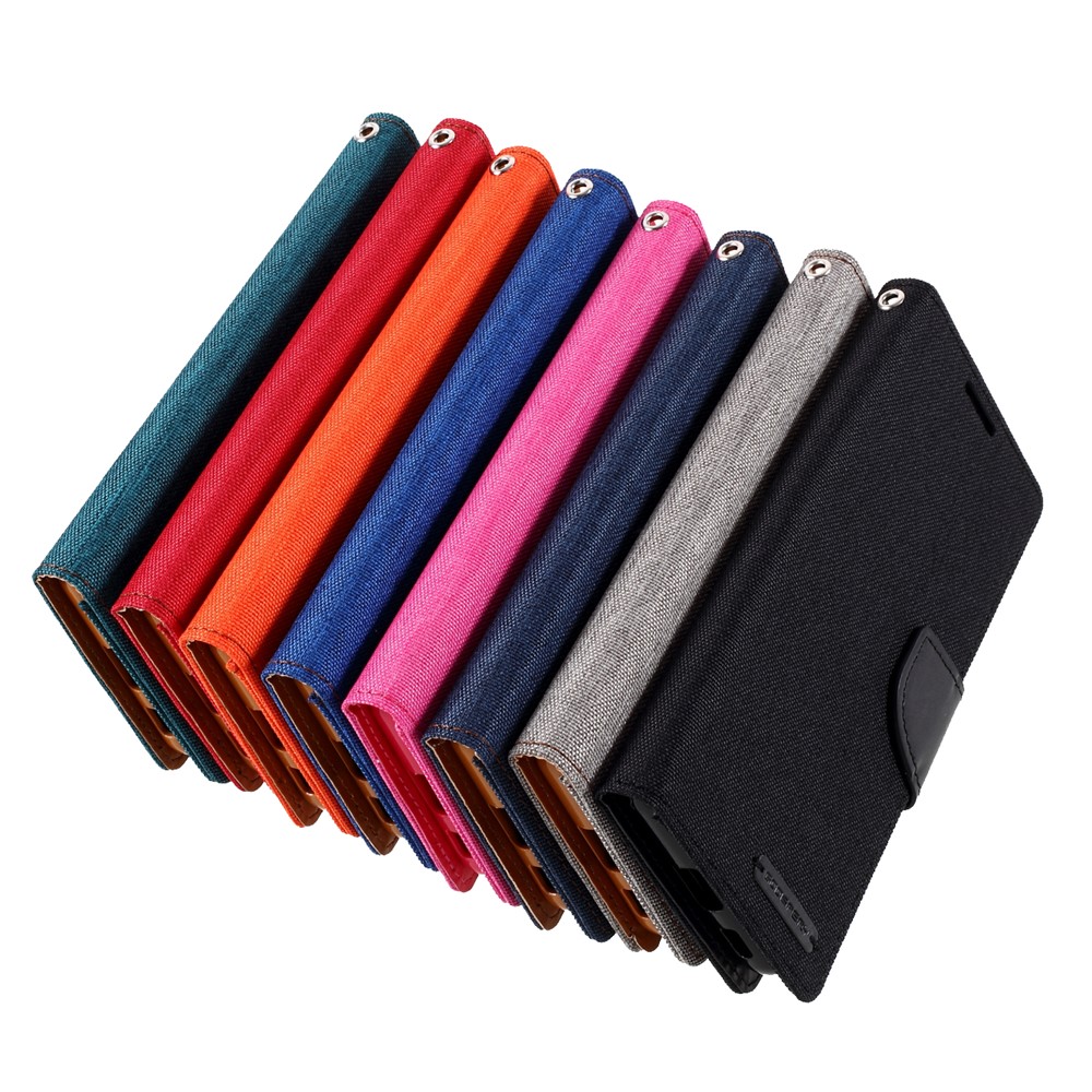 MERCURY GOOSPERY for Samsung Galaxy S21 5G Canvas Diary Stand Leather Cell Phone Cover - Black-16