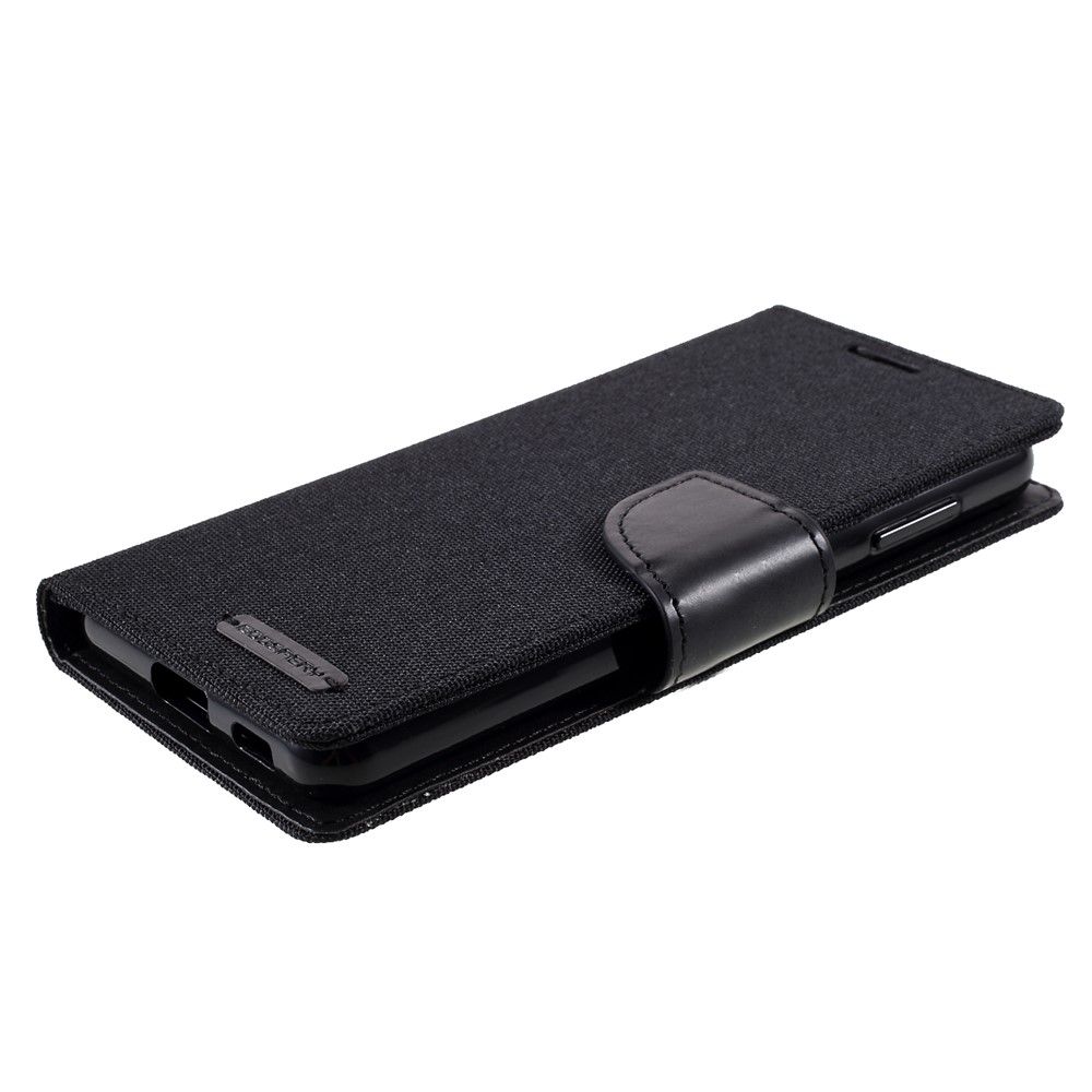 MERCURY GOOSPERY for Samsung Galaxy S21 5G Canvas Diary Stand Leather Cell Phone Cover - Black-5