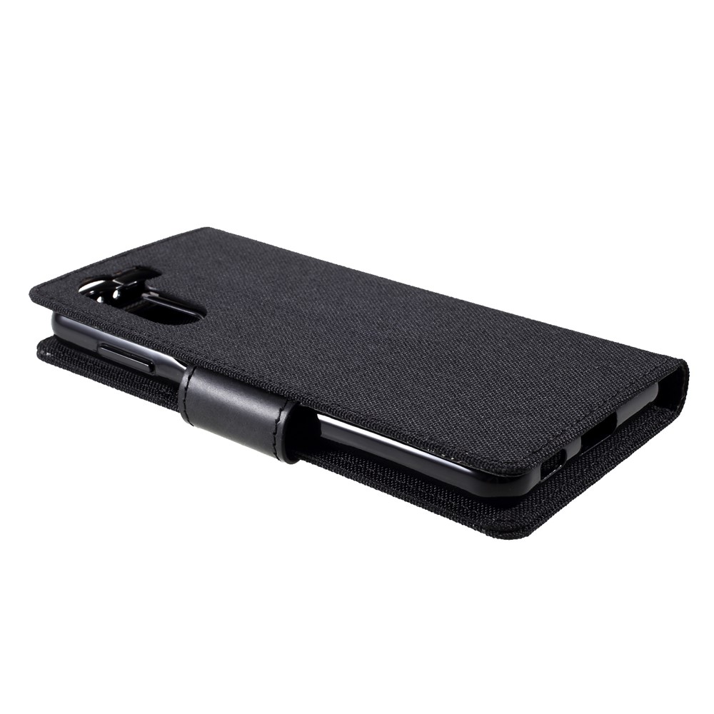 MERCURY GOOSPERY for Samsung Galaxy S21 5G Canvas Diary Stand Leather Cell Phone Cover - Black-6