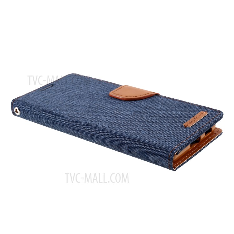 MERCURY GOOSPERY for Samsung Galaxy S21 5G Canvas Diary Stand Leather Cell Phone Cover - Dark Blue-4