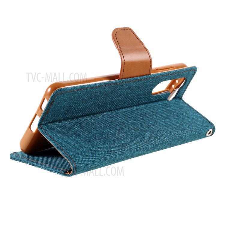 MERCURY GOOSPERY for Samsung Galaxy S21 5G Canvas Diary Stand Leather Cell Phone Cover - Green-8