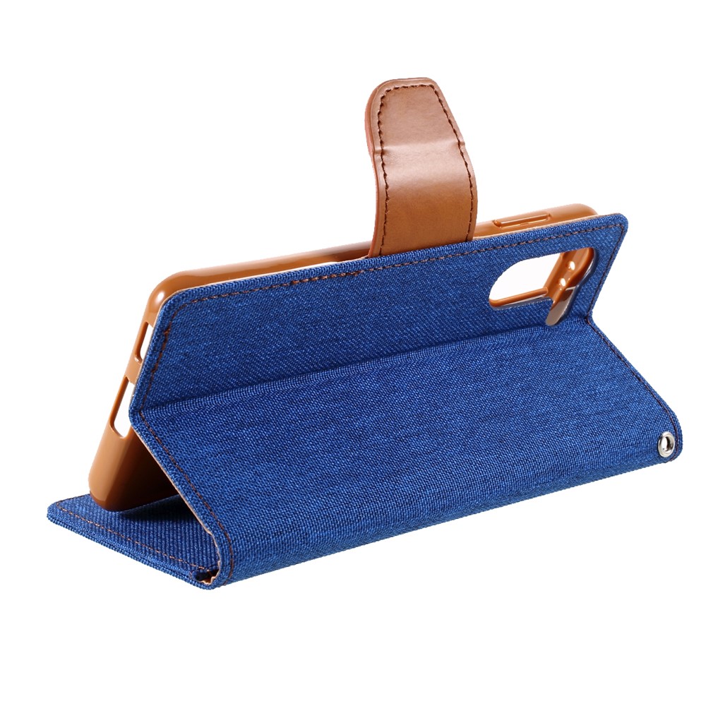 MERCURY GOOSPERY for Samsung Galaxy S21 5G Canvas Diary Stand Leather Cell Phone Cover - Baby Blue-8