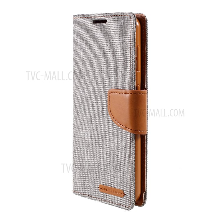 MERCURY GOOSPERY for Samsung Galaxy S21 5G Canvas Diary Stand Leather Cell Phone Cover - Grey-2