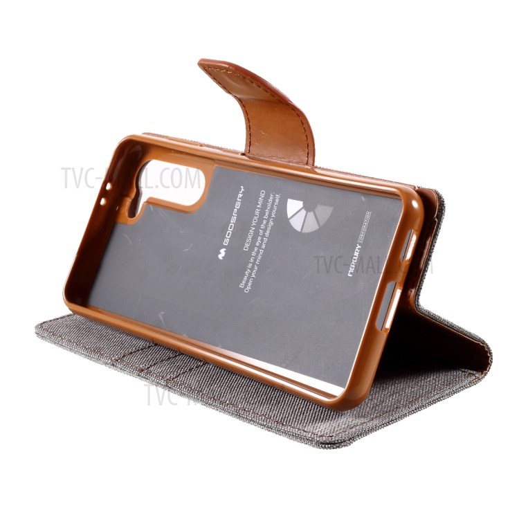 MERCURY GOOSPERY for Samsung Galaxy S21 5G Canvas Diary Stand Leather Cell Phone Cover - Grey-7