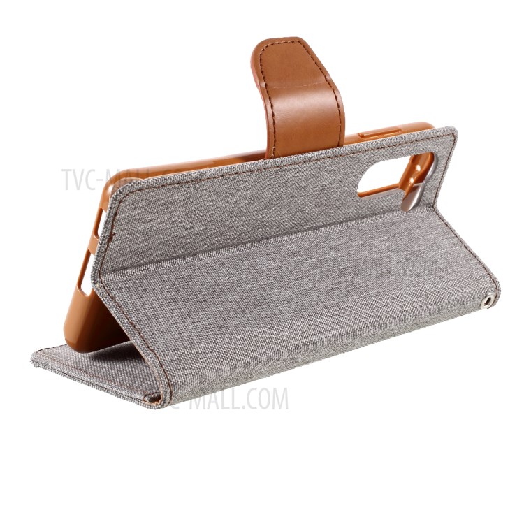 MERCURY GOOSPERY for Samsung Galaxy S21 5G Canvas Diary Stand Leather Cell Phone Cover - Grey-8