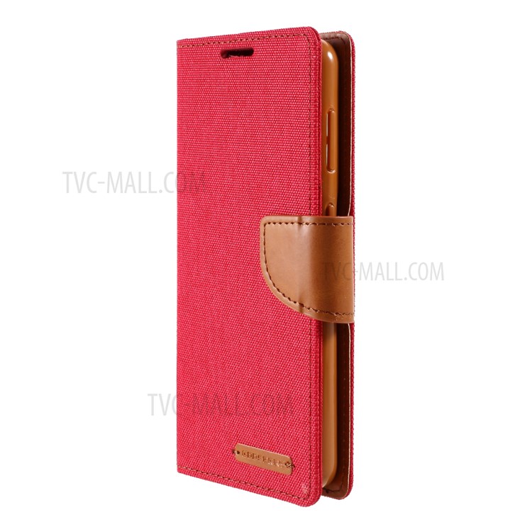 MERCURY GOOSPERY for Samsung Galaxy S21 5G Canvas Diary Stand Leather Cell Phone Cover - Red-2