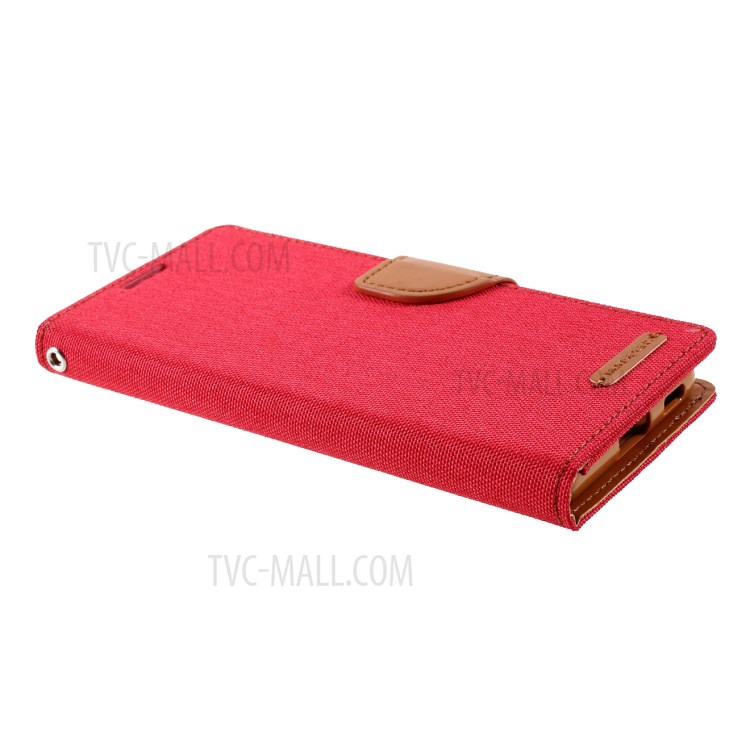 MERCURY GOOSPERY for Samsung Galaxy S21 5G Canvas Diary Stand Leather Cell Phone Cover - Red-4