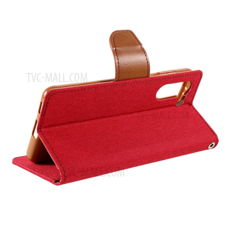 MERCURY GOOSPERY for Samsung Galaxy S21 5G Canvas Diary Stand Leather Cell Phone Cover - Red-8