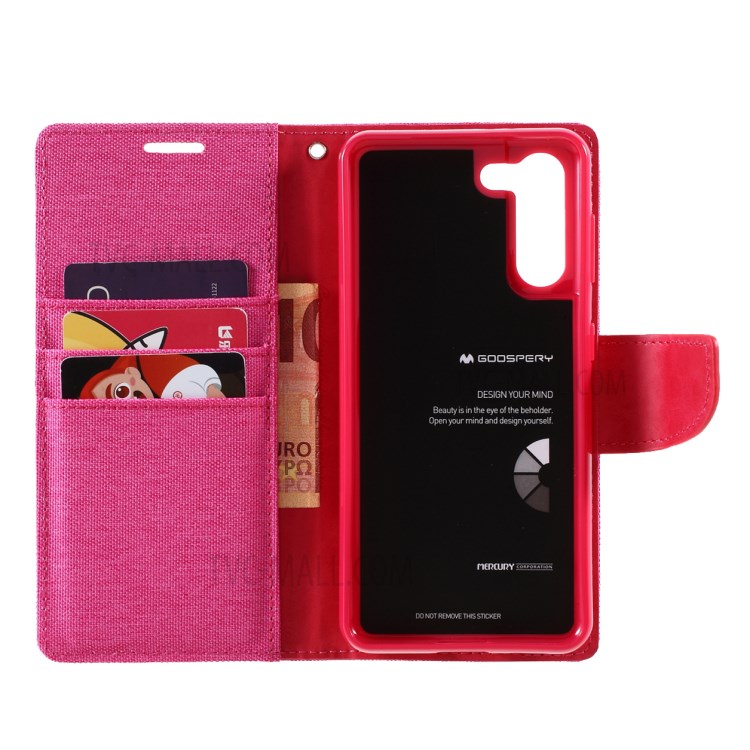 MERCURY GOOSPERY for Samsung Galaxy S21 5G Canvas Diary Stand Leather Cell Phone Cover - Rose-6