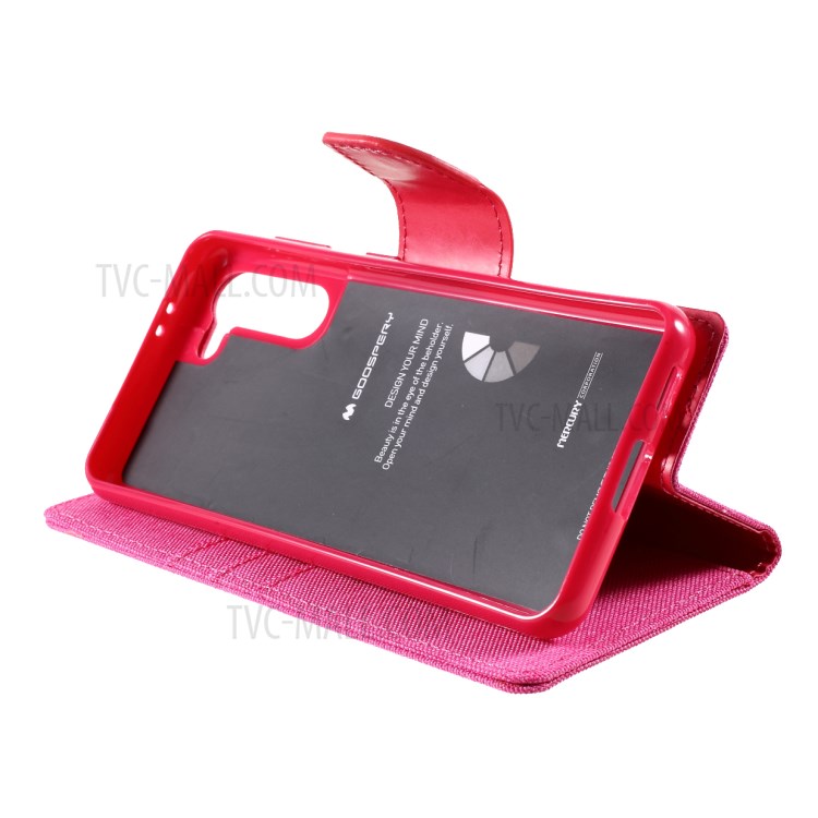 MERCURY GOOSPERY for Samsung Galaxy S21 5G Canvas Diary Stand Leather Cell Phone Cover - Rose-7
