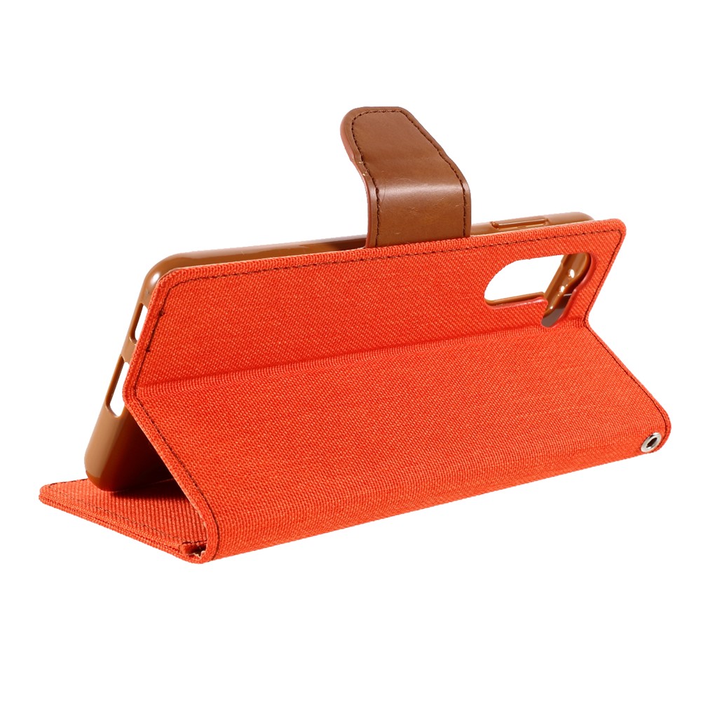 MERCURY GOOSPERY for Samsung Galaxy S21 5G Canvas Diary Stand Leather Cell Phone Cover - Orange-8