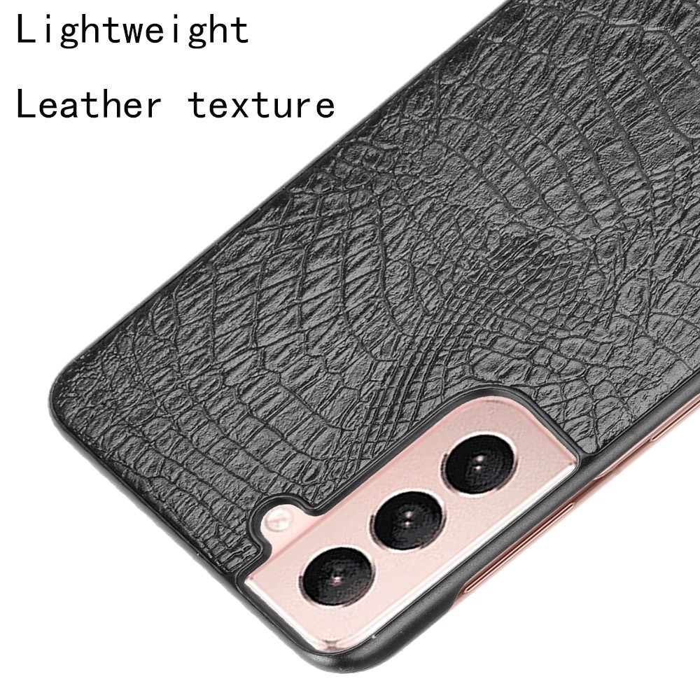 Crocodile Skin Texture Leather Coated PC Phone Case Cover for Samsung Galaxy S21 5G - Black-4