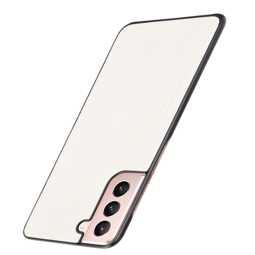 Crocodile Skin Texture Leather Coated PC Phone Case Cover for Samsung Galaxy S21 5G - White-3