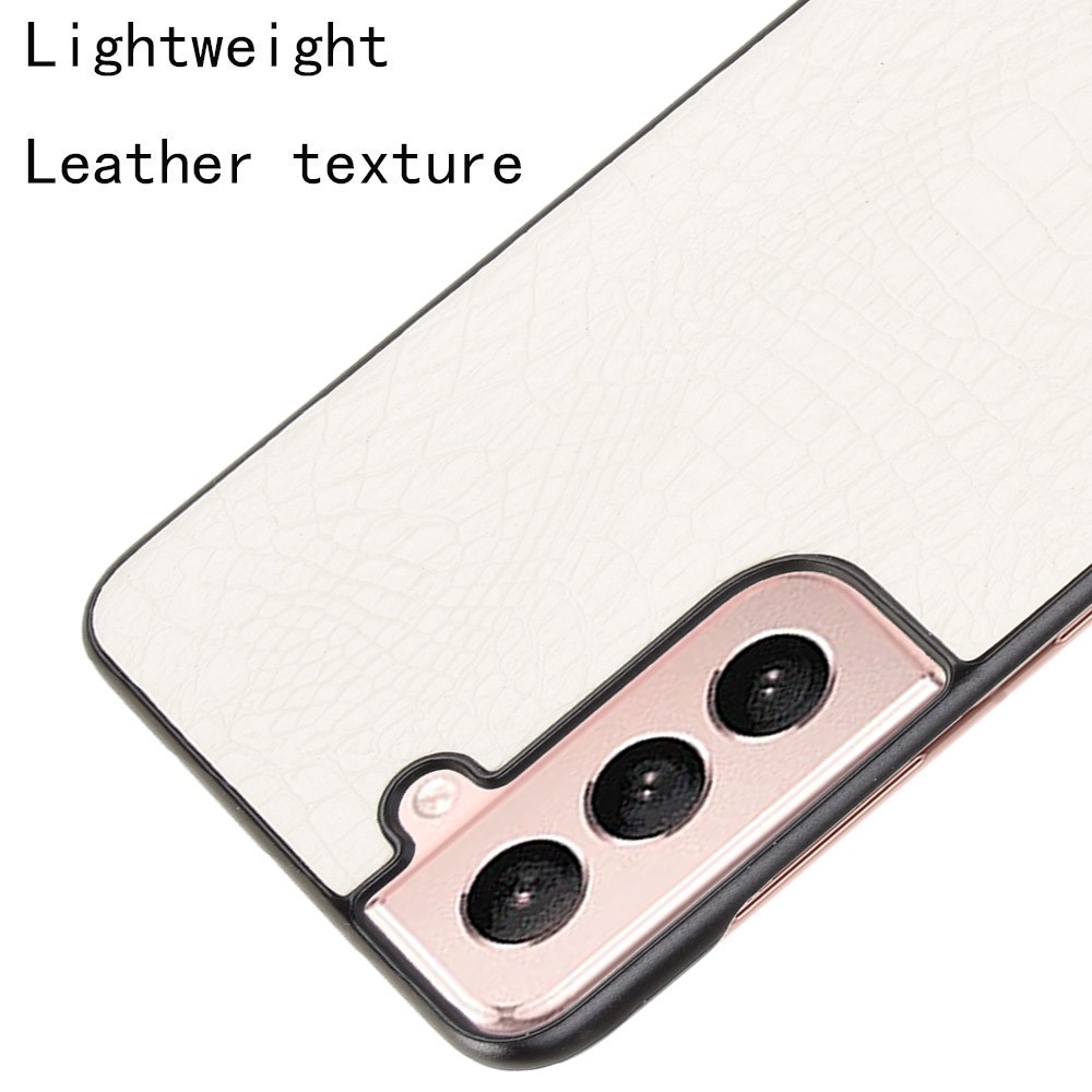 Crocodile Skin Texture Leather Coated PC Phone Case Cover for Samsung Galaxy S21 5G - White-4