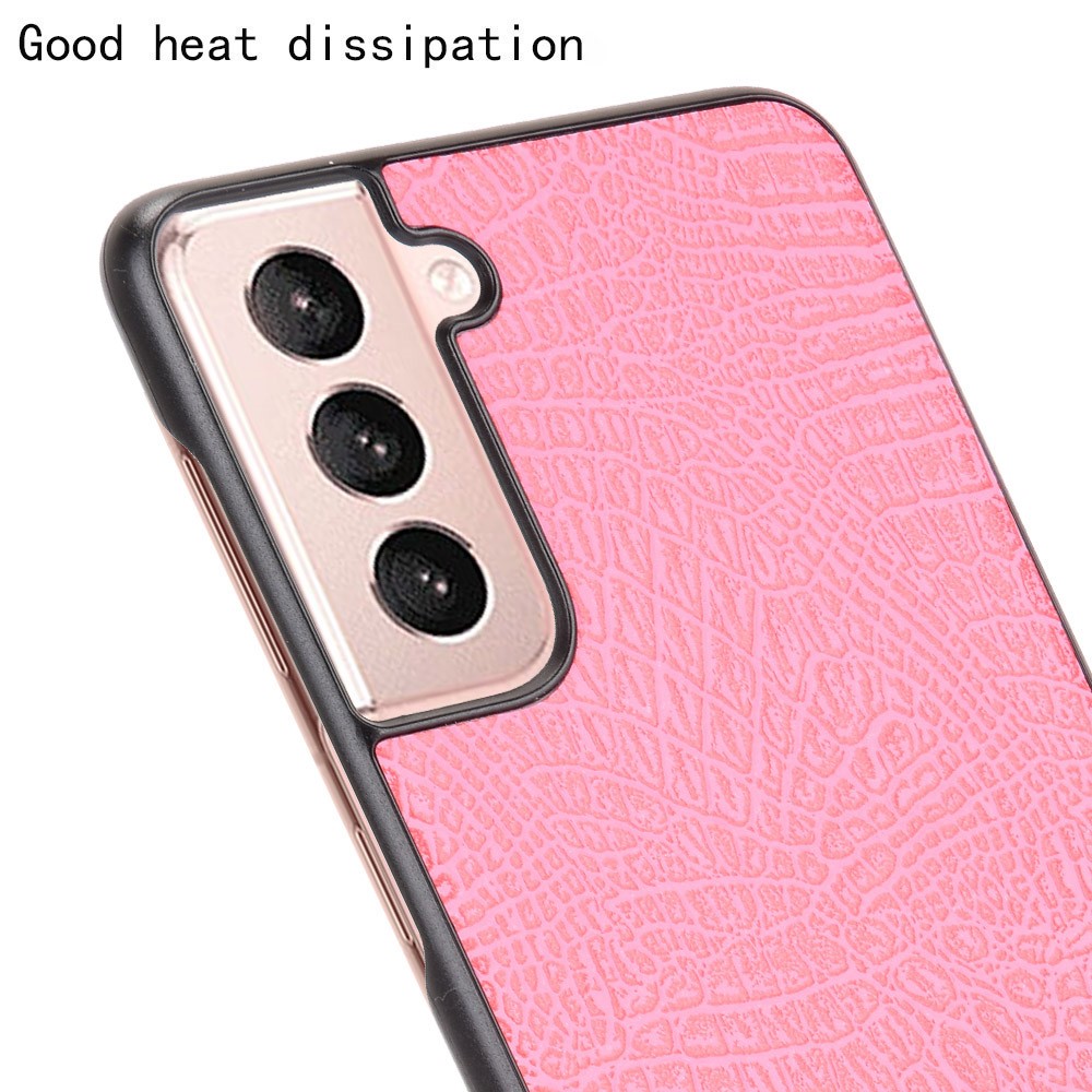 Crocodile Skin Textur Leder Beschichtetes PC -telefonhülle Für Samsung Galaxy S21 4G/5G - Rosa-5