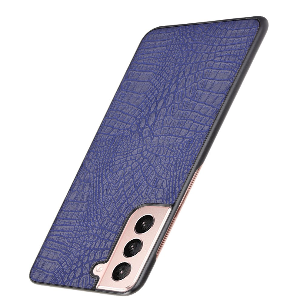 Crocodile Skin Texture Leather Coated PC Phone Case Cover for Samsung Galaxy S21 5G - Blue-3
