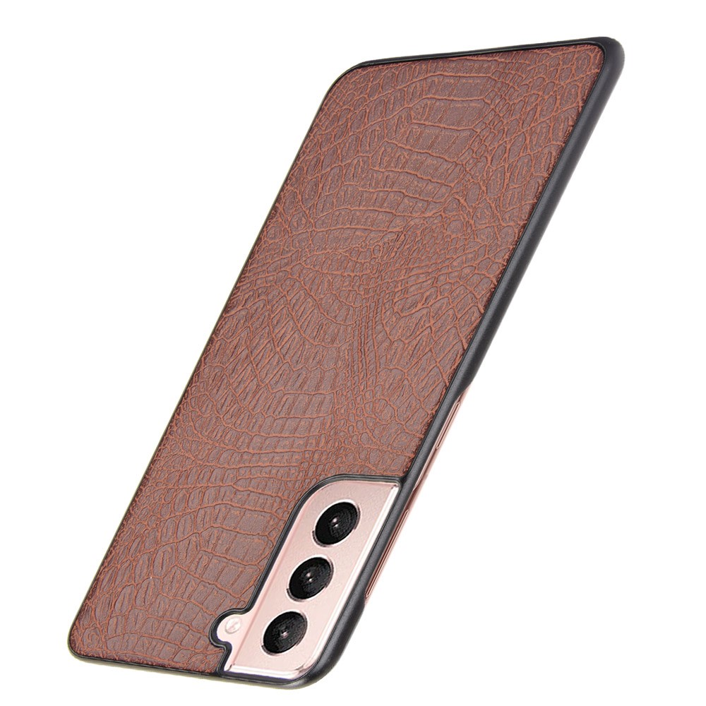 Crocodile Skin Texture Leather Coated PC Phone Case Cover for Samsung Galaxy S21 5G - Brown-3