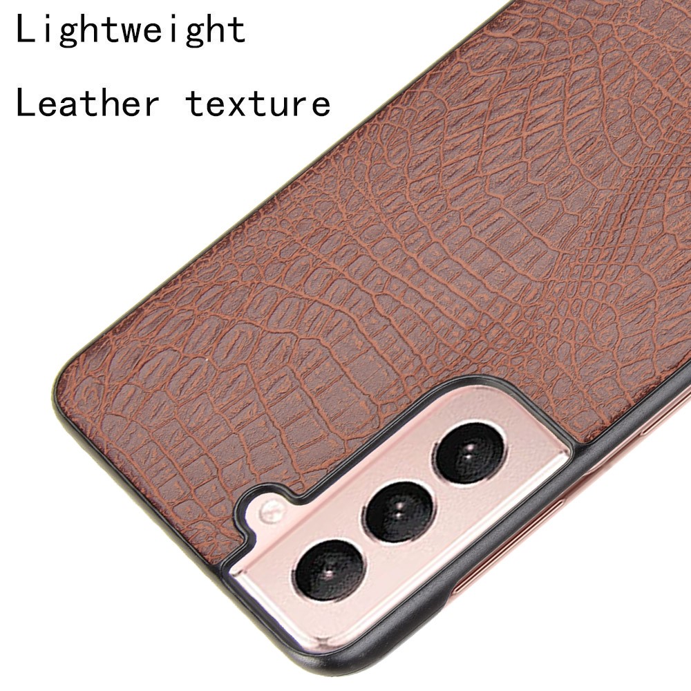 Crocodile Skin Texture Leather Coated PC Phone Case Cover for Samsung Galaxy S21 5G - Brown-4