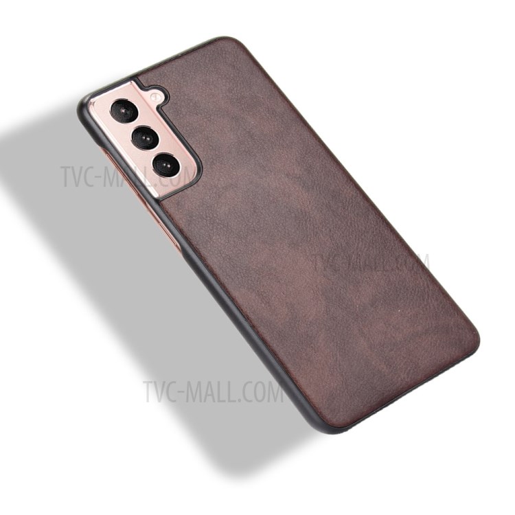 Litchi Texture Leather Coated Phone Case Cover for Samsung Galaxy S21 5G - Brown-4