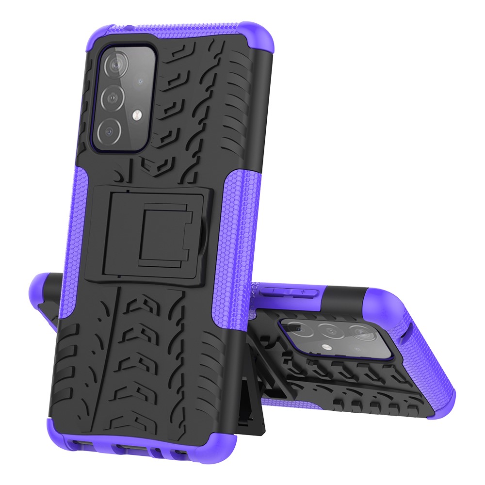 Full Protection PC + TPU Hybrid Case with Kickstand Design for Samsung Galaxy A52 5G - Purple-2