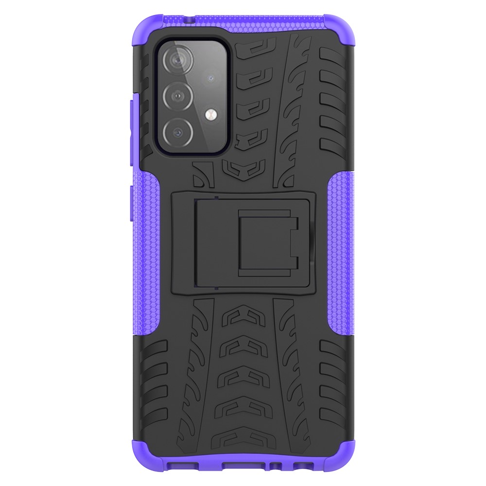 Full Protection PC + TPU Hybrid Case with Kickstand Design for Samsung Galaxy A52 5G - Purple-3