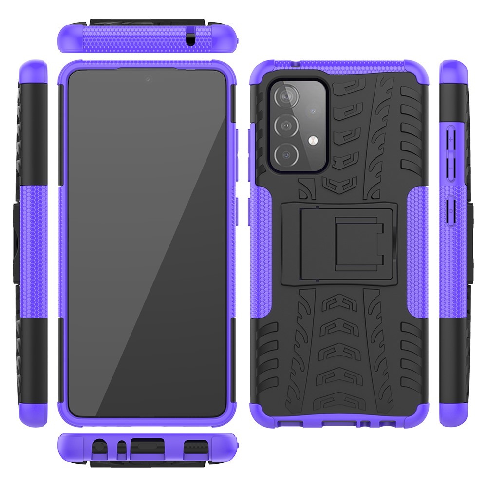 Full Protection PC + TPU Hybrid Case with Kickstand Design for Samsung Galaxy A52 5G - Purple-9