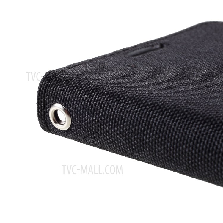 MERCURY GOOSPERY Canvas Diary Leather Wallet Design Cell Phone Stand Cover for Samsung Galaxy S21 Ultra - Black-10