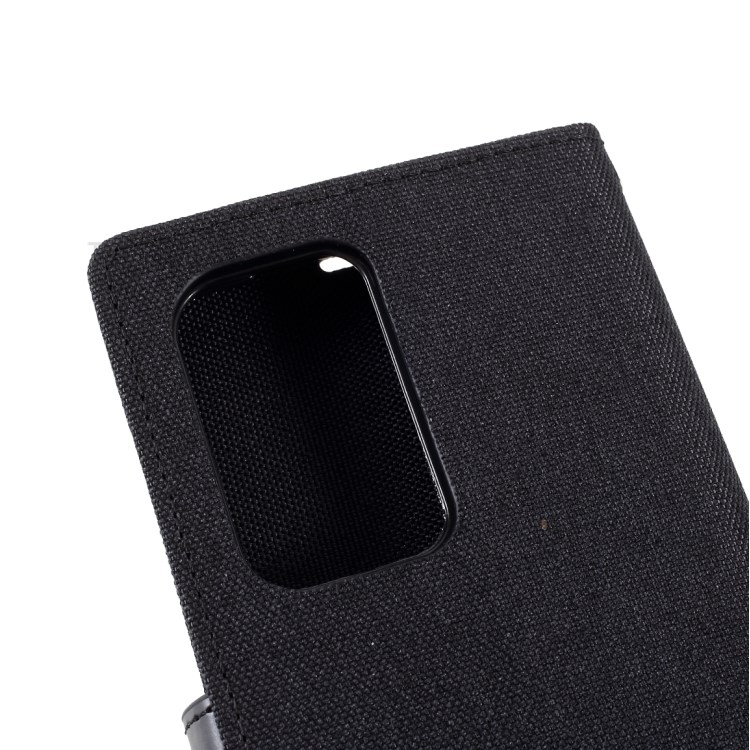MERCURY GOOSPERY Canvas Diary Leather Wallet Design Cell Phone Stand Cover for Samsung Galaxy S21 Ultra - Black-11