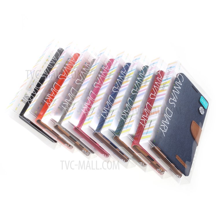 MERCURY GOOSPERY Canvas Diary Leather Wallet Design Cell Phone Stand Cover for Samsung Galaxy S21 Ultra - Black-16