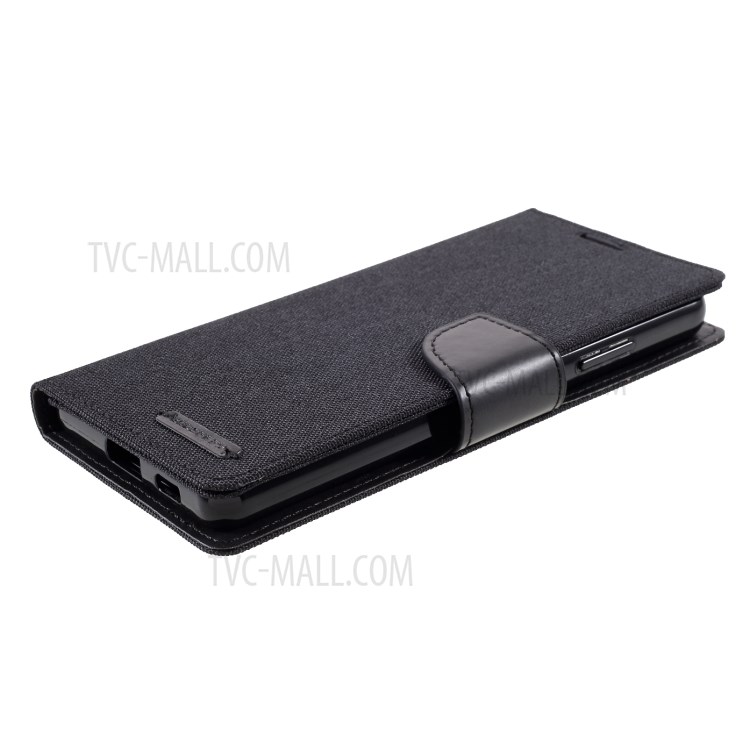 MERCURY GOOSPERY Canvas Diary Leather Wallet Design Cell Phone Stand Cover for Samsung Galaxy S21 Ultra - Black-5