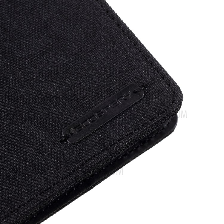 MERCURY GOOSPERY Canvas Diary Leather Wallet Design Cell Phone Stand Cover for Samsung Galaxy S21 Ultra - Black-7