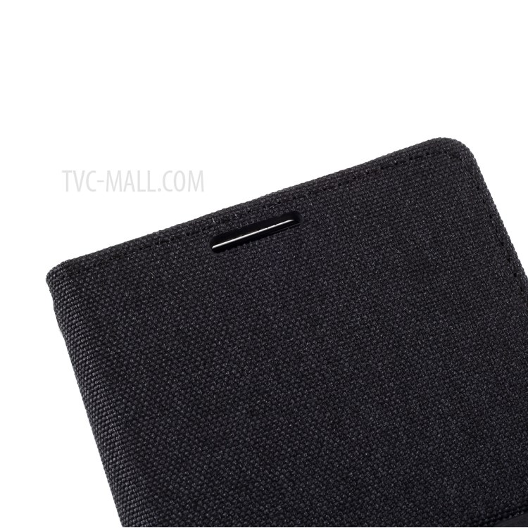 MERCURY GOOSPERY Canvas Diary Leather Wallet Design Cell Phone Stand Cover for Samsung Galaxy S21 Ultra - Black-8