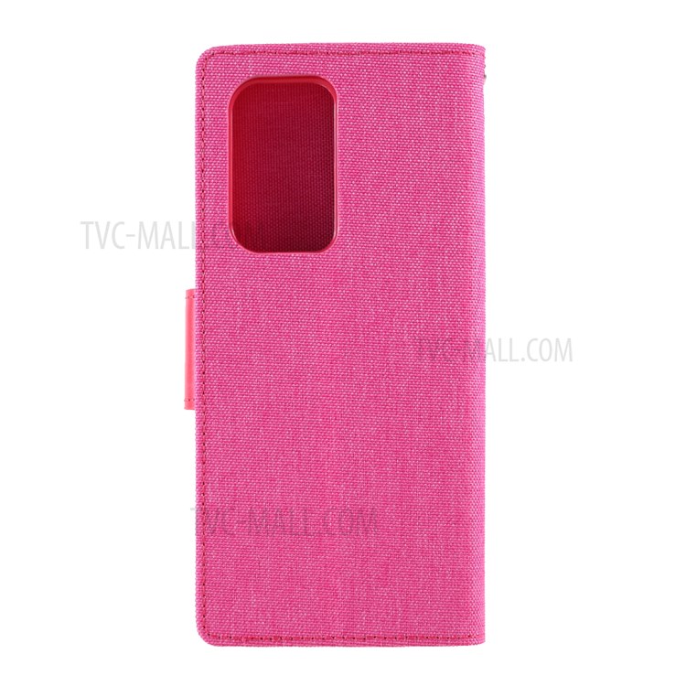 MERCURY GOOSPERY Canvas Diary Leather Wallet Design Cell Phone Stand Cover for Samsung Galaxy S21 Ultra 5G - Rose-3