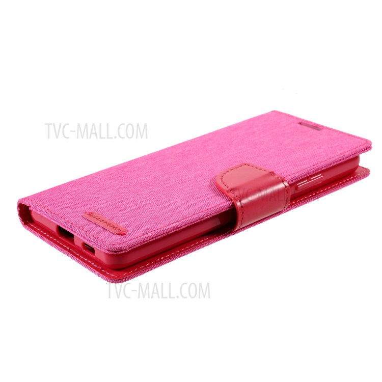MERCURY GOOSPERY Canvas Diary Leather Wallet Design Cell Phone Stand Cover for Samsung Galaxy S21 Ultra 5G - Rose-5