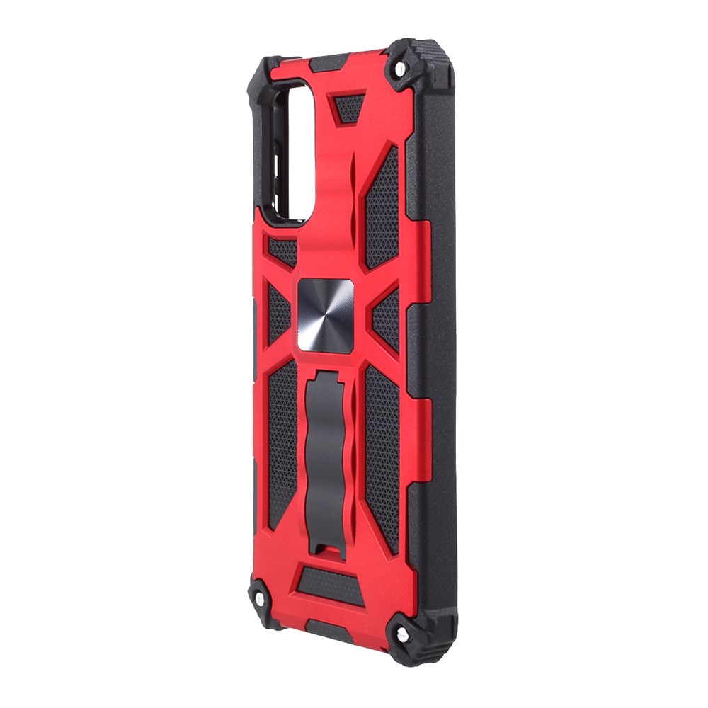 Shock-Absorbed PC+TPU Kickstand Cover with Magnetic Metal Sheet Design for Samsung Galaxy A32 - Red-2
