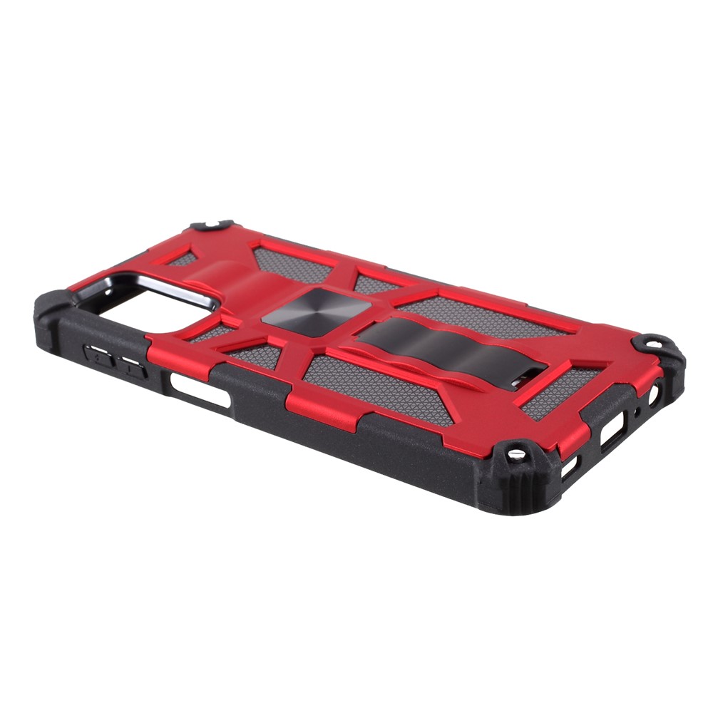 Shock-Absorbed PC+TPU Kickstand Cover with Magnetic Metal Sheet Design for Samsung Galaxy A32 - Red-3