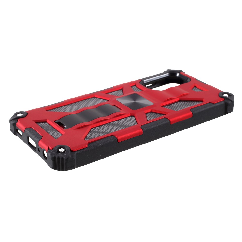 Shock-Absorbed PC+TPU Kickstand Cover with Magnetic Metal Sheet Design for Samsung Galaxy A32 - Red-4
