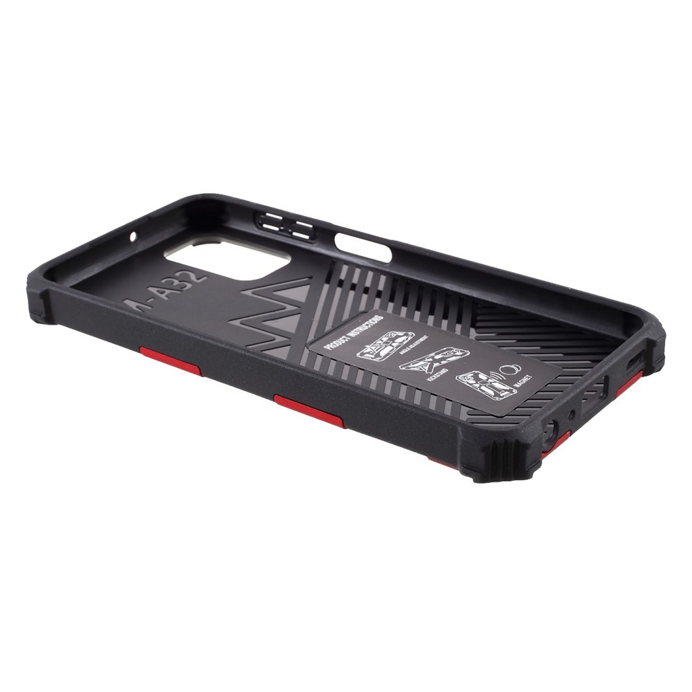 Shock-Absorbed PC+TPU Kickstand Cover with Magnetic Metal Sheet Design for Samsung Galaxy A32 - Red-5