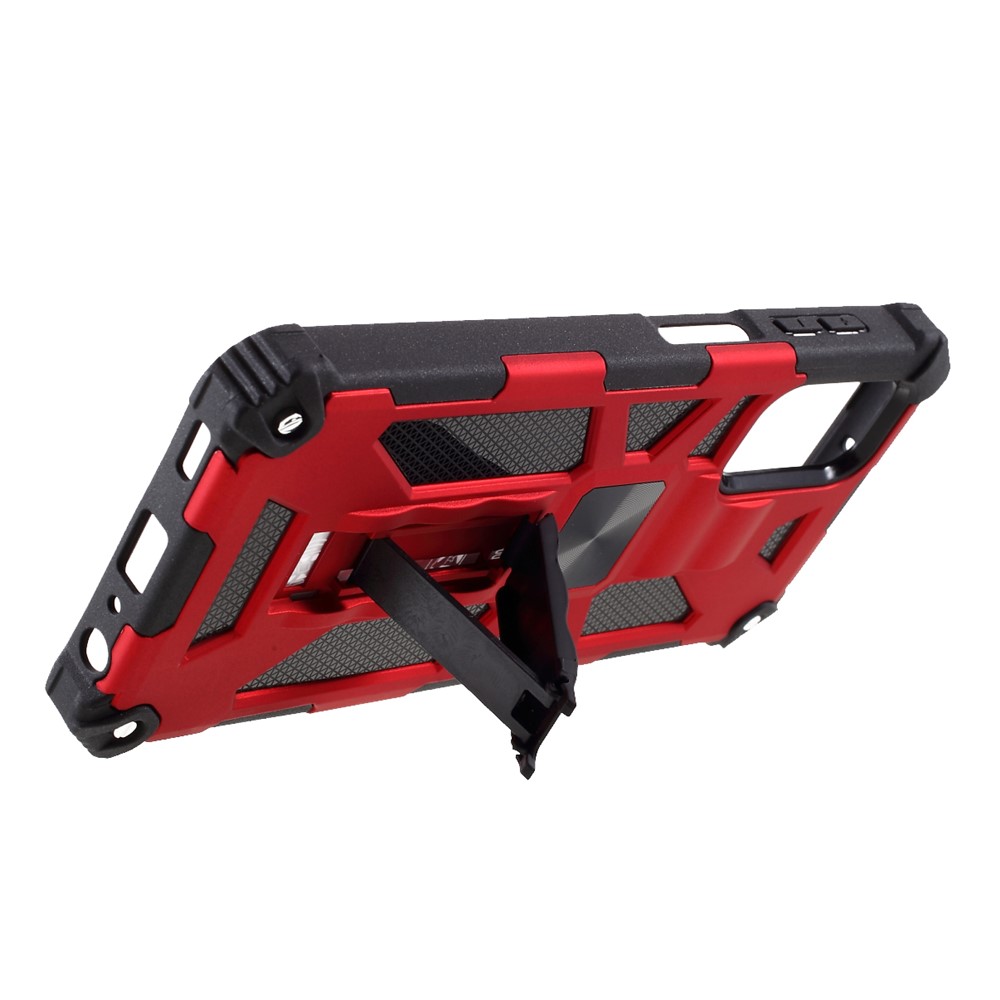 Shock-Absorbed PC+TPU Kickstand Cover with Magnetic Metal Sheet Design for Samsung Galaxy A32 - Red-7